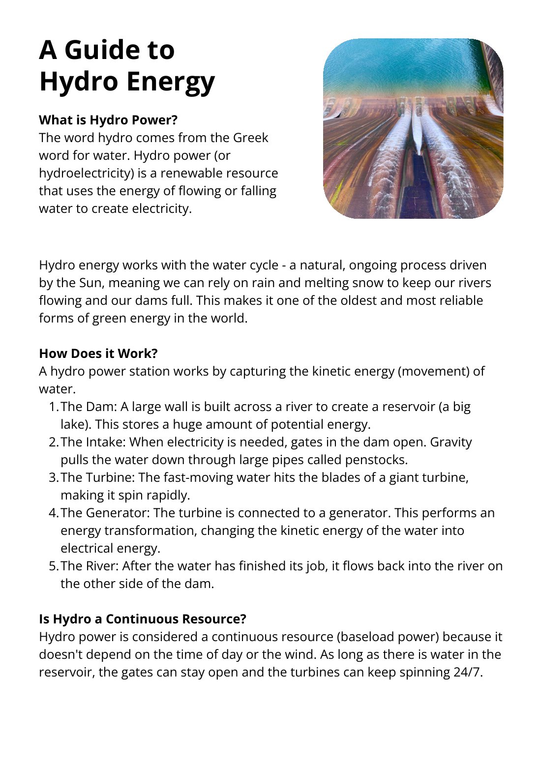 First page of A Guide to Hydro Energy