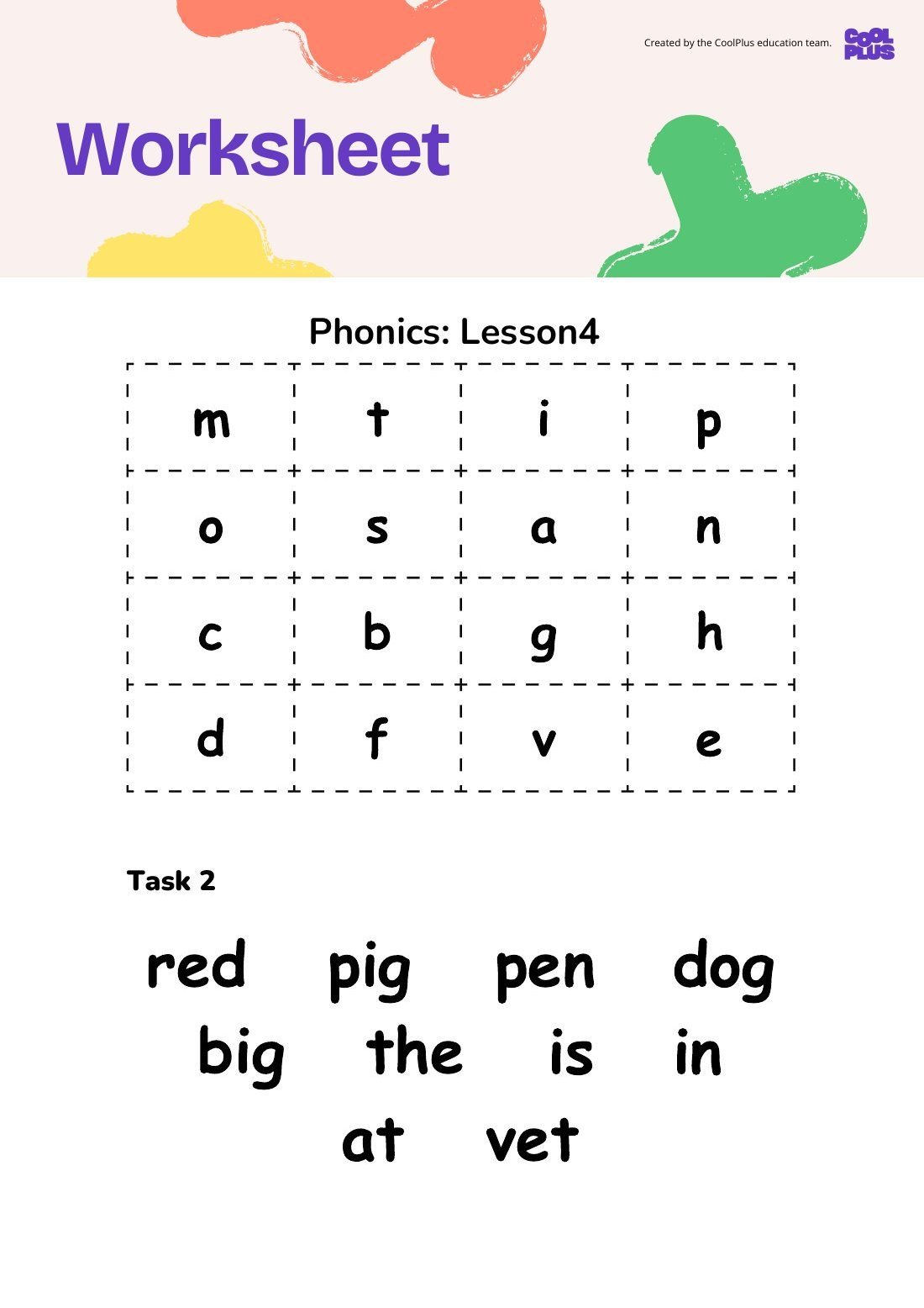 First page of Systematic Synthetic Phonics Instruction: Lesson 4