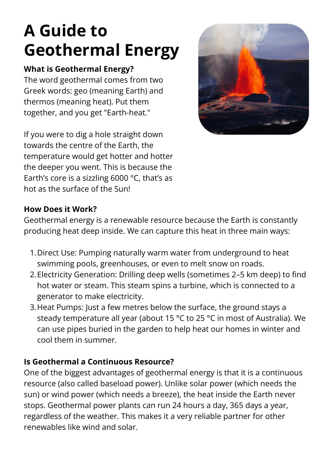 First page of A Guide to Geothermal Energy