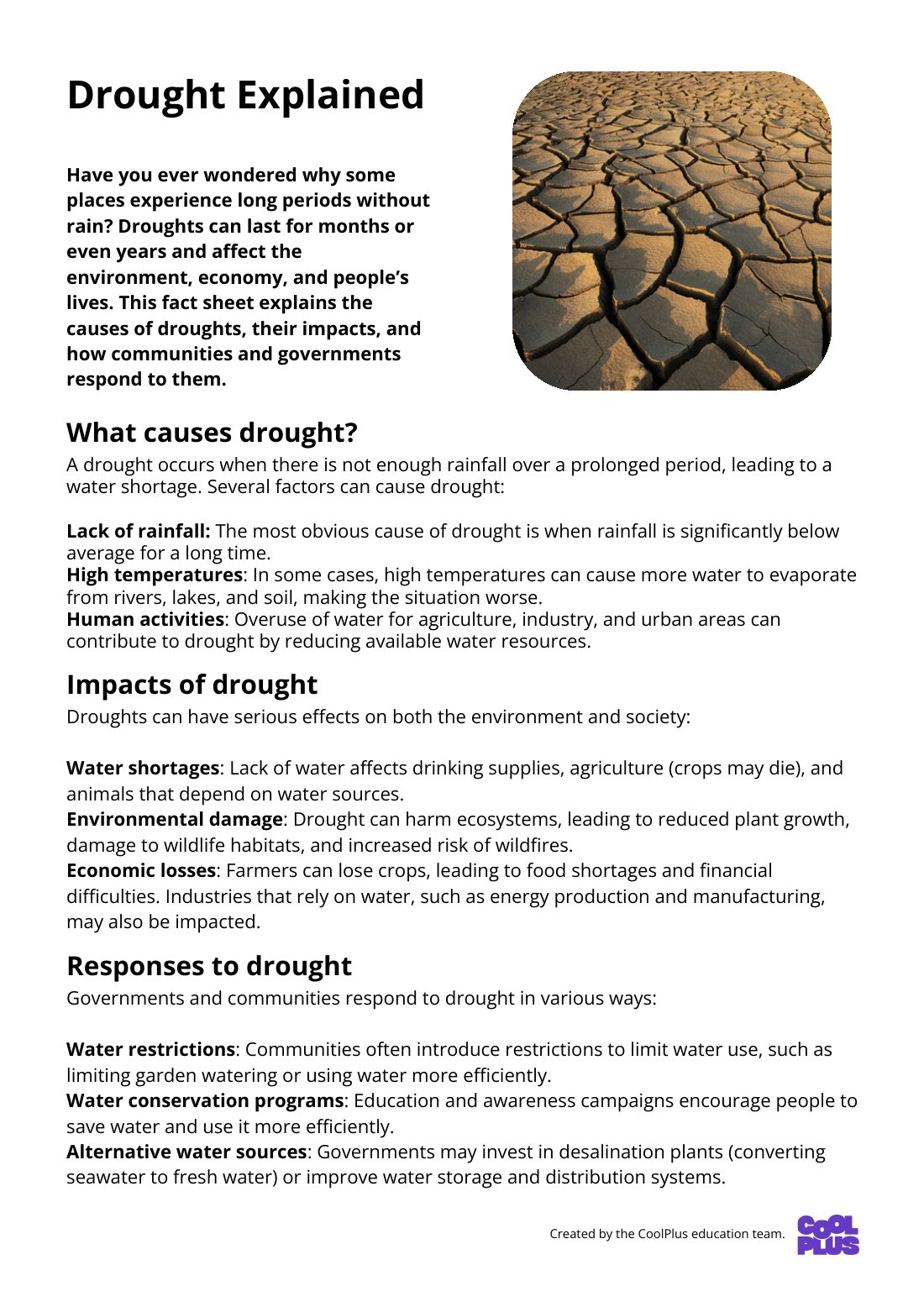 First page of Droughts Explained Factsheet
