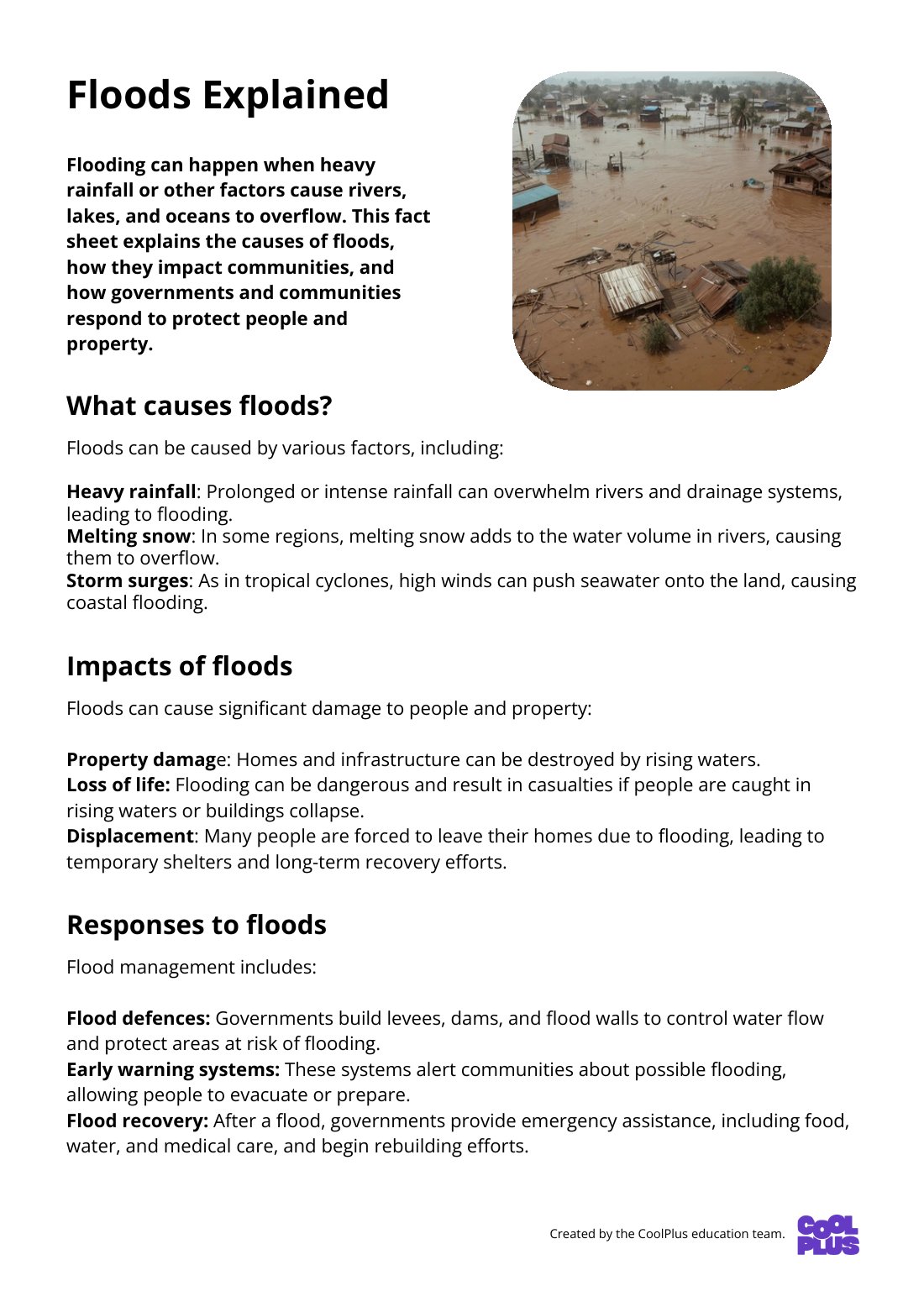 First page of Floods Explained Factsheet