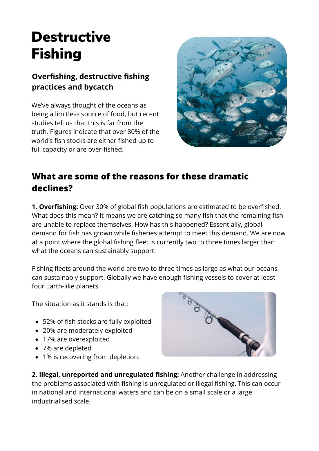 First page of Destructive Fishing Factsheet