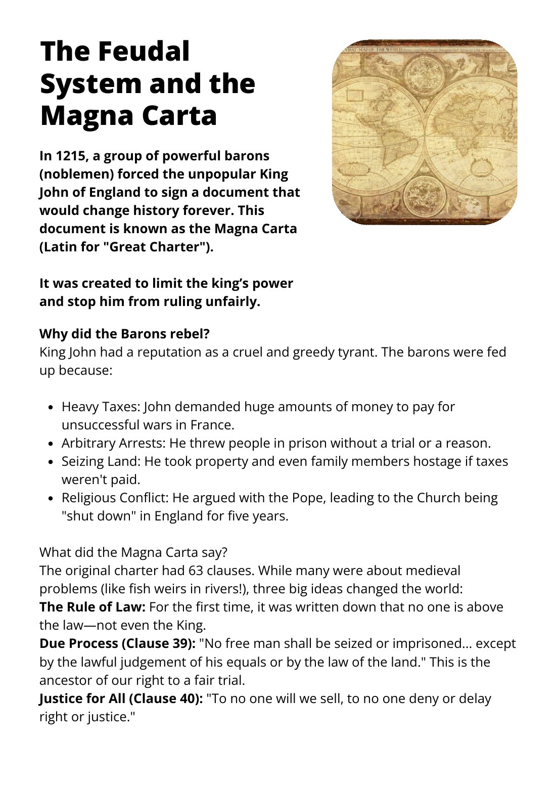 First page of The Feudal System and the Magna Carta