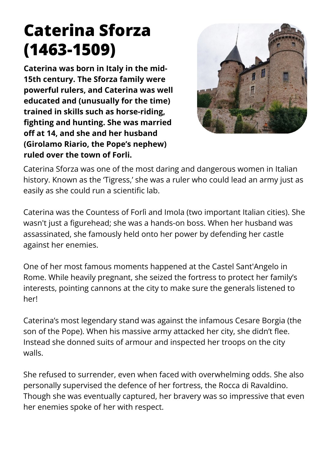 First page of Renaissance Woman: Caterina Sforza