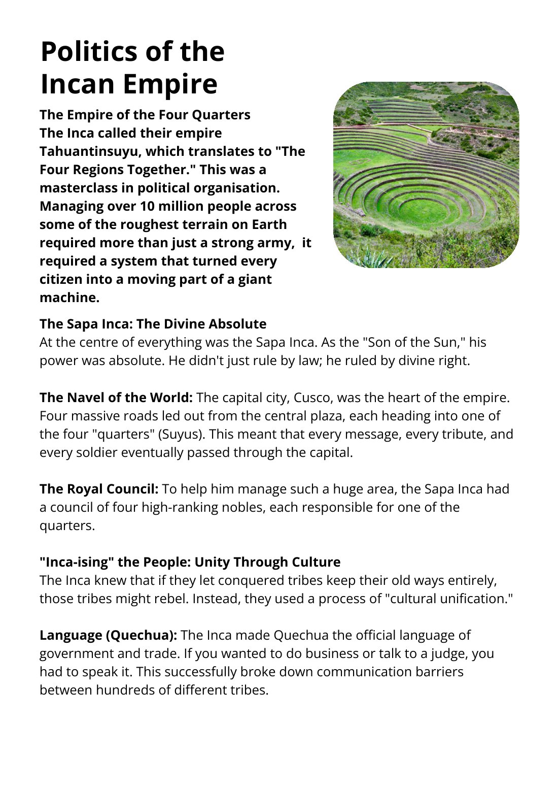 First page of Politics of the Incan Empire