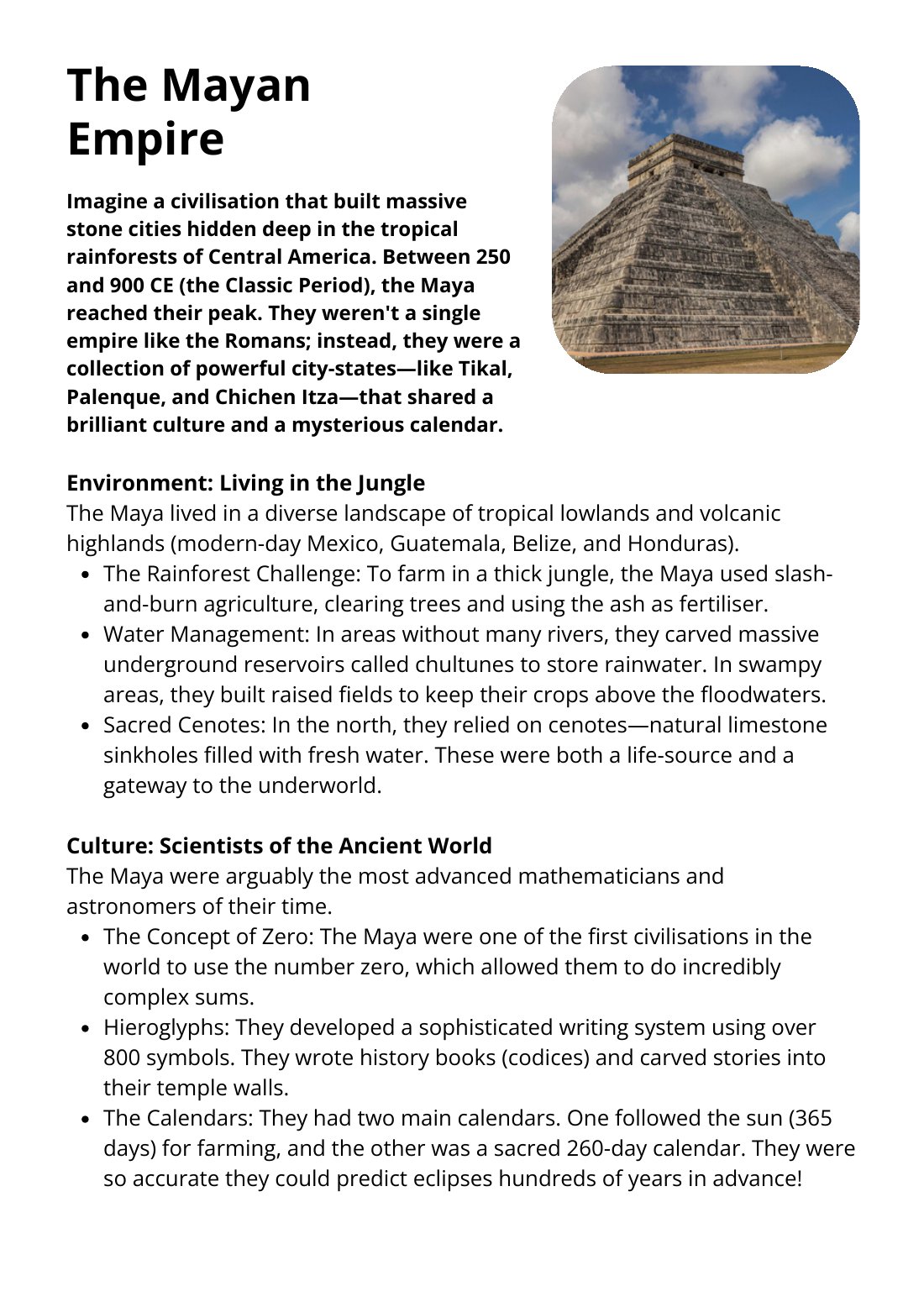 First page of The Mayan Empire