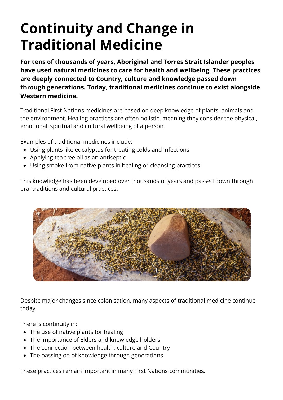 First page of Continuity and Change in Traditional Medicine Factsheet