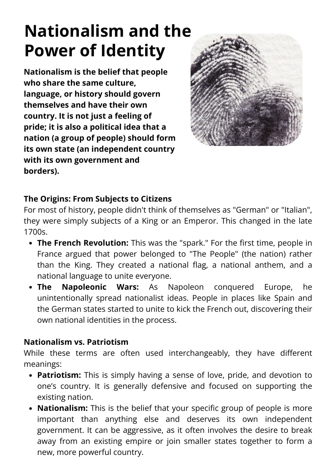 First page of Nationalism and the Power of Identity Factsheet
