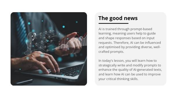 Using AI: Prompt Writing & Critical Thinking Education Presentation — slide 9