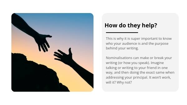 Using Nominalisation Education Presentation — slide 7