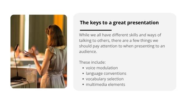 Speaking and Presenting Education Presentation — slide 8