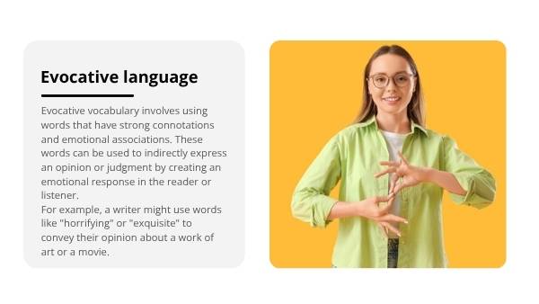 Writing: Evaluative Language Education Presentation — slide 7