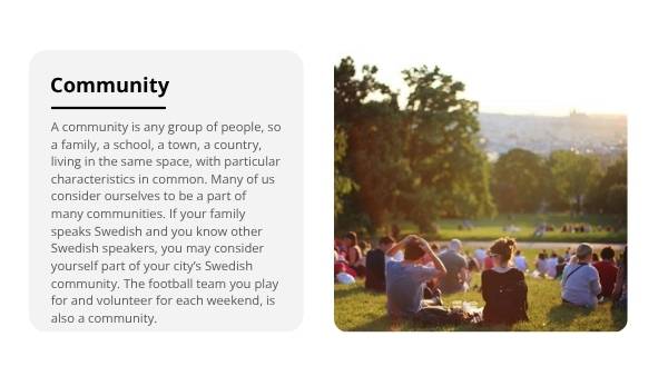 Being Part of a Community Education Presentation — slide 4