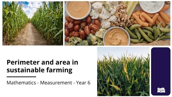 Perimeter and Area in Sustainable Farming Education Presentation — slide 1