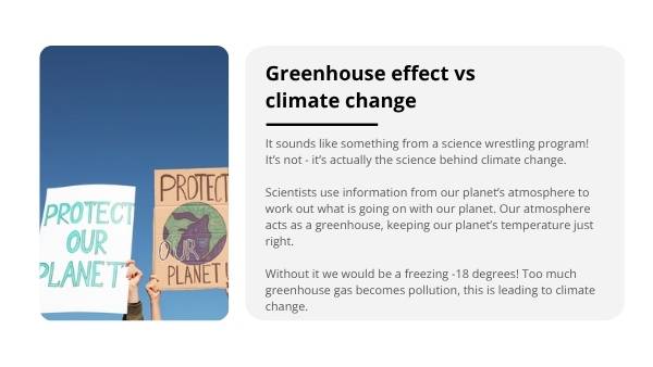 Climate Change vs Greenhouse Effect Education Presentation — slide 3