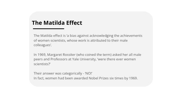 The Matilda Effect: Recognising Women's Achievements in Science Education Presentation — slide 6