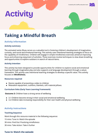 Taking a Mindful Breath Activity