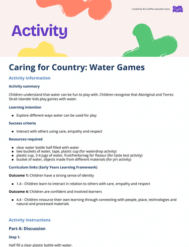 Caring for Country: Water Games Activity