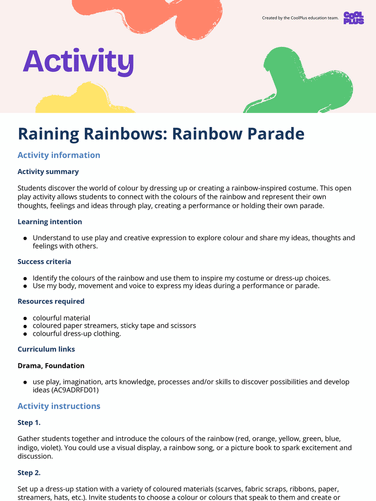 Raining Rainbows: Rainbow Parade Activity
