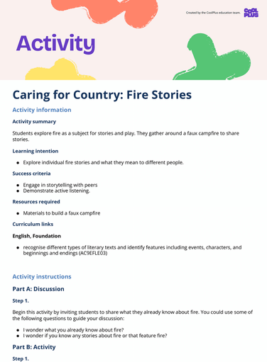 Caring for Country: Fire Stories Activity