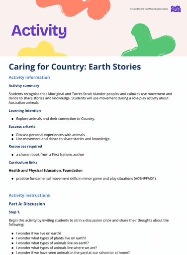 Caring for Country: Earth Stories Activity