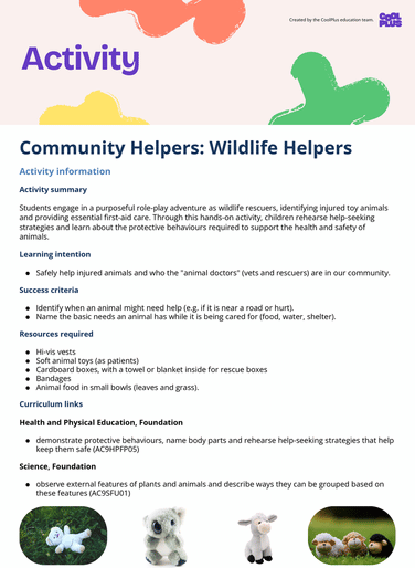 Community Helpers: Wildlife Helpers Activity