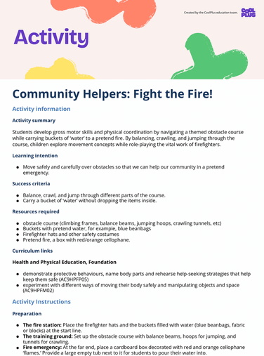 Community Helpers: Fight the Fire Activity