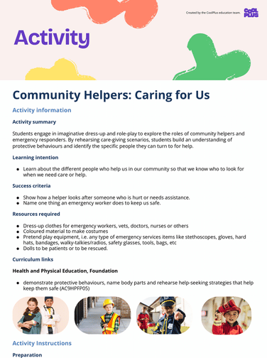 Community Helpers: Caring for Us Activity