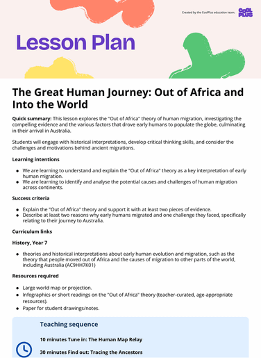 The Great Human Journey: Out of Africa and Into the World Lesson Plan