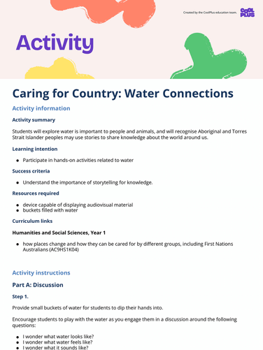 Caring for Country: Water Connections Activity