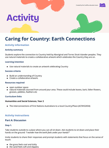Caring for Country: Earth Connections Activity