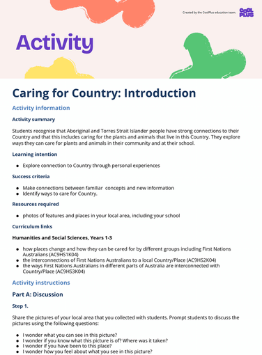 Caring for Country: Introduction Activity