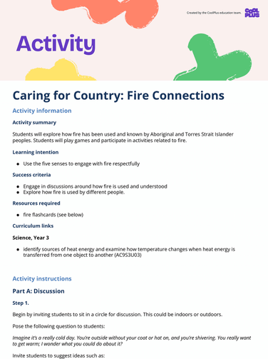 Caring for Country: Fire Connections Activity