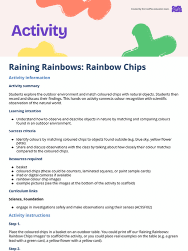 Raining Rainbows: Rainbow Chips Activity