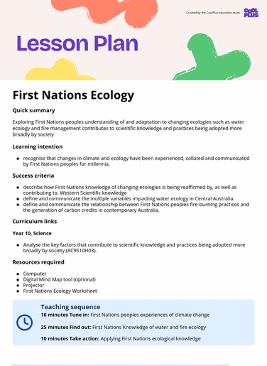 First Nations Ecology Lesson Plan