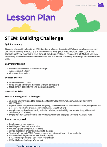 STEM: Building Challenge Lesson Plan