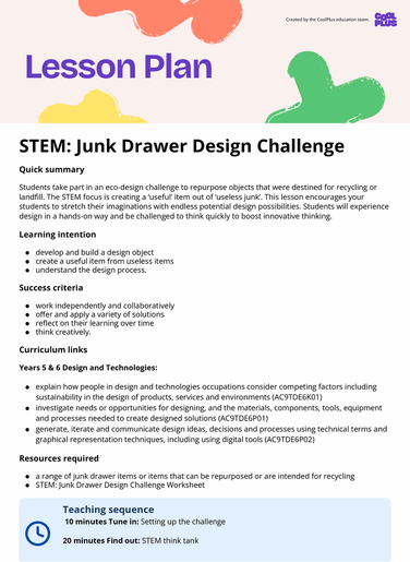 STEM: Junk Drawer Design Challenge Lesson Plan