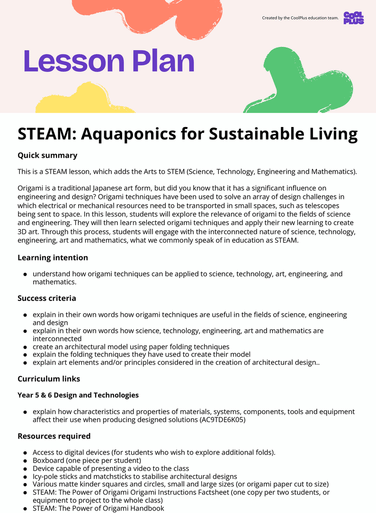 STEAM: The Power of Origami Lesson Plan