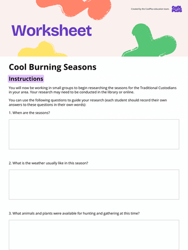 Cool Burning Seasons Worksheet