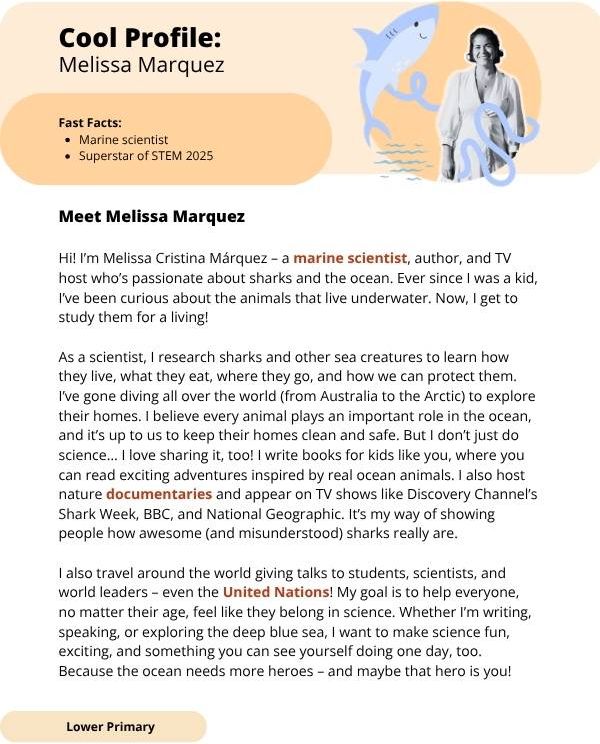 Superstars of STEM Cool Profile Melissa Marquez Digital Worksheet