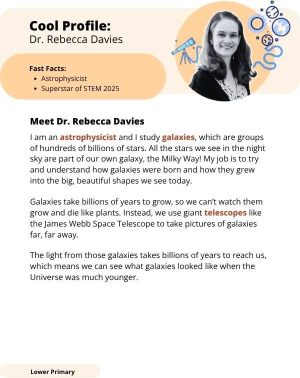 Superstars of STEM Cool Profile Dr Rebecca Davies Digital Worksheet