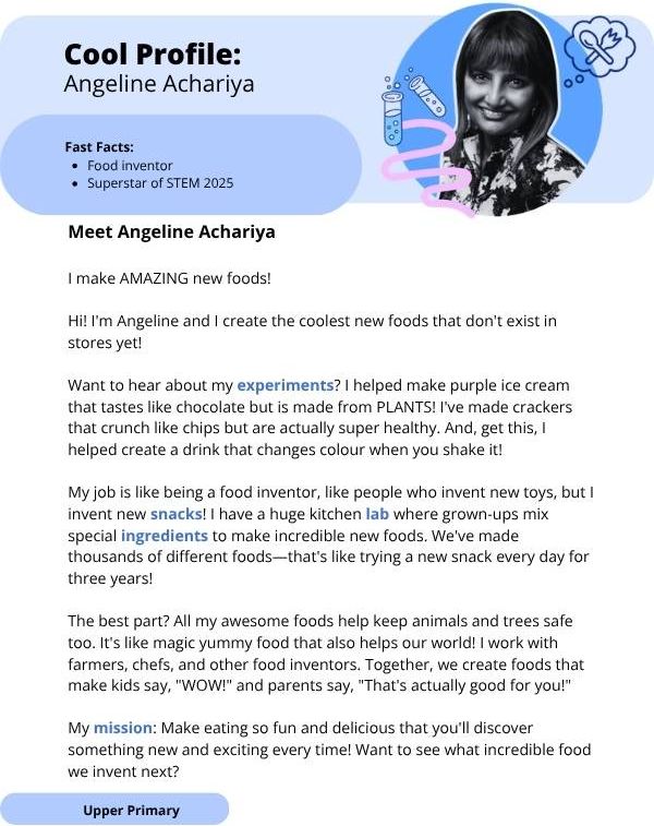 Superstars of STEM Cool Profile Angeline Achariya Digital Worksheet