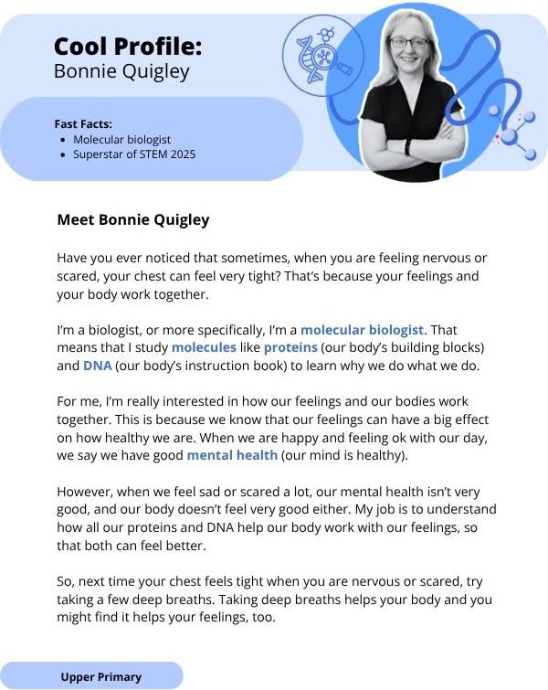 Superstars of STEM Cool Profile Bonnie Quigley Digital Worksheet