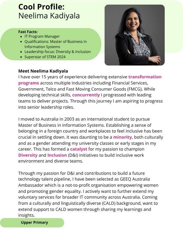 Superstars of STEM Cool Profile Neelima Kadiyala Digital Worksheet