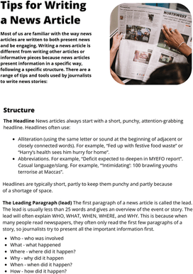 Tips for Writing a News Article Factsheet