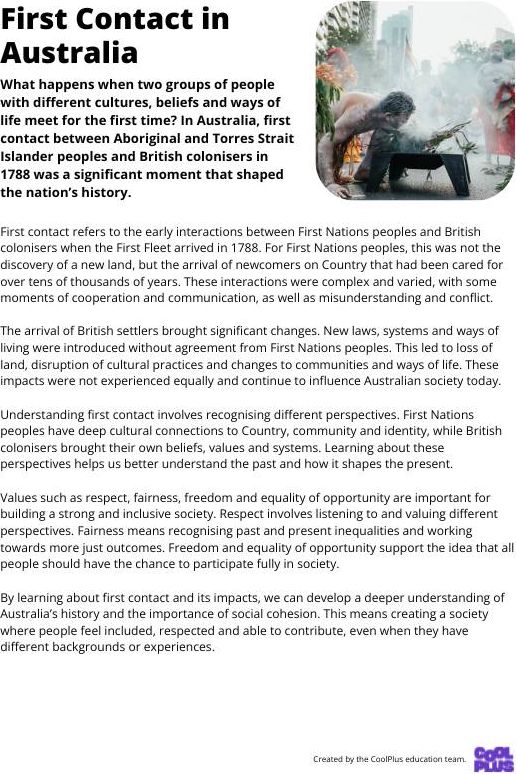 First Contact in Australia Factsheet