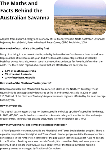 The Maths and Facts Behind the Australian Savanna Factsheet